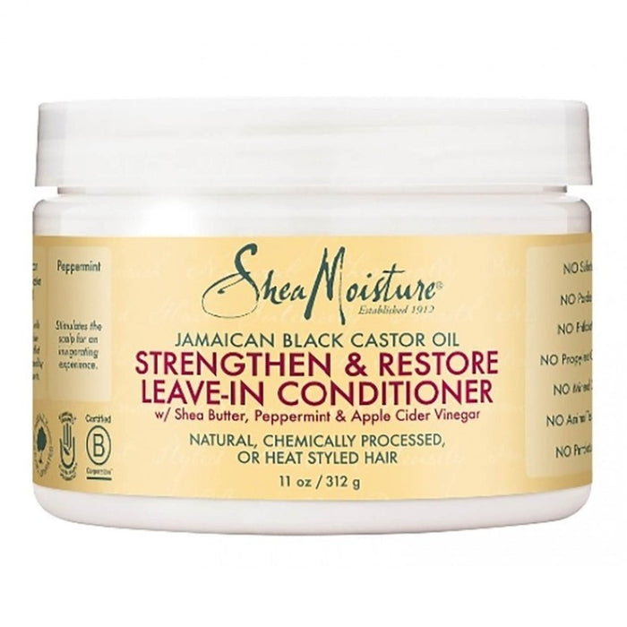 Condicionador Leave-In Shea Moisture Strengthen & Restore Óleo de Rícino Preto Jamaicano 312g