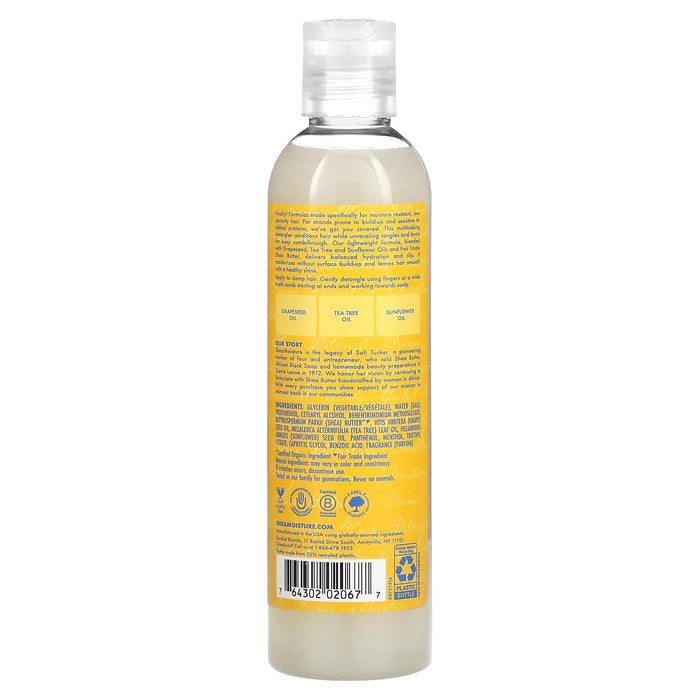 Desembaraçante sem enxágue Shea Moisture Grapeseseed &amp; Tea Tree Oils de baixa porosidade, 237 ml