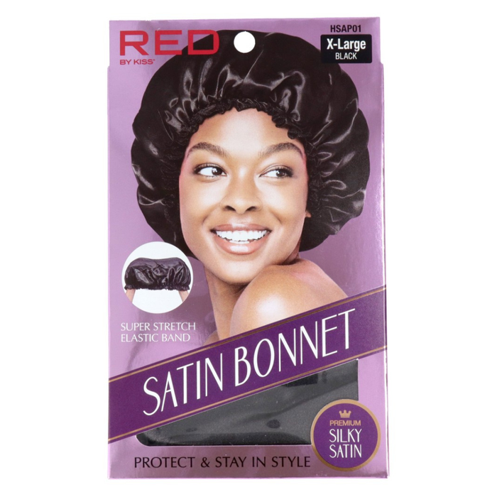 Red Kiss Satin Bonnet Black XL