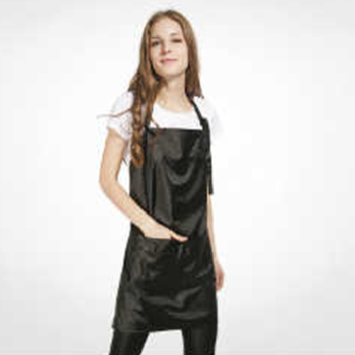 Bifull Delantal Negro Decorado con Motivo Rugoso
