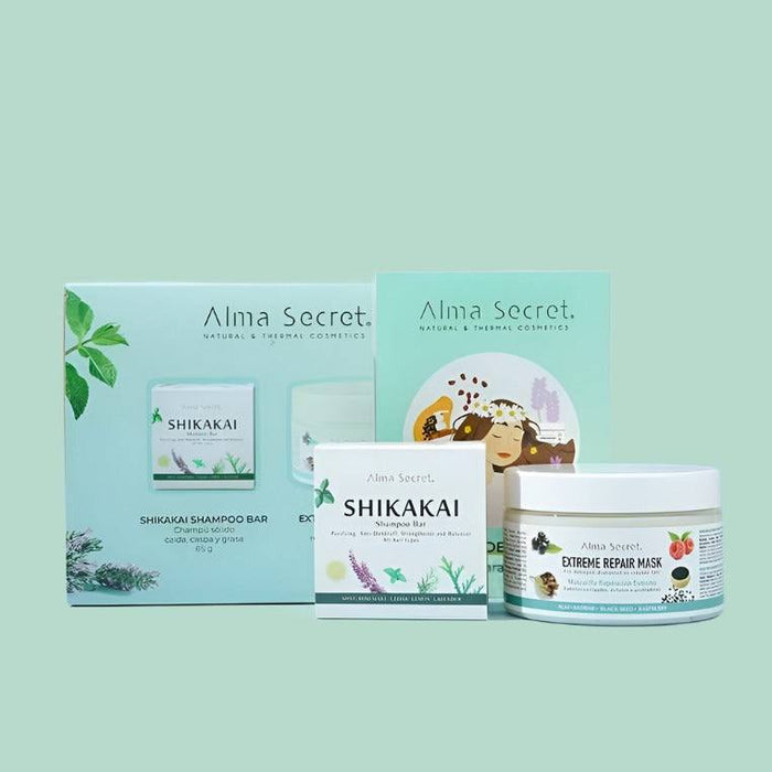 Alma Secret Pack Regalo: Champú Shikakai Bar + Mascarilla Extreme - Curly Stop