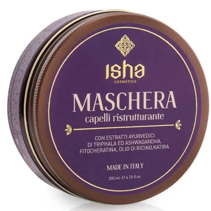 Isha Cosmetics Maschera Capelli Ristrutturante Ashwagandha, Triphala e Fitocheratina 200ml