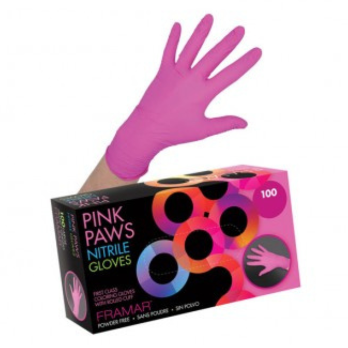 Framar Pink Paws Nitrile Gloves 100 Small