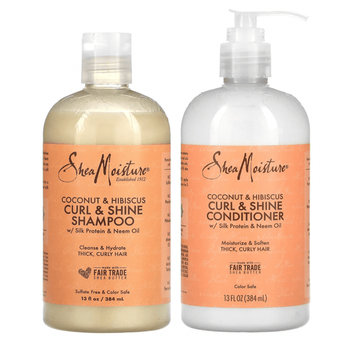 Shea Moisture Coconut & Hibiscus Curl & Shine pack de Champu y Acondicionador - Curly Stop